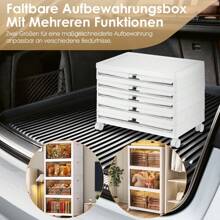 OYAJIA 4/5 Schichten Klappbar Kleiderschrank Montieren Lager Regal Organizer mit Rollen, 172L/215L Boxen Aufbewahrung, Stapelboxen Kunststoff, 50x31,5x112.5cm/50x31,5x138.5cm, Weiß