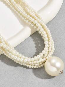 1pc Elegant Multi-Layer Faux Pearl Necklace, Synthetic May Birthstone, Simple Style Fashion Accessory For Women, Ideal For Party & Gift-Giving, Versatile For All Seasons