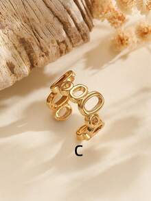 1pc Simple Fashionable Crystal Ear Cuff, Copper Plated Gold Two Layer Earring Clip-On Without Piercing, Exclusive Design With Elegant Vibe - Yellow Gold - View 7