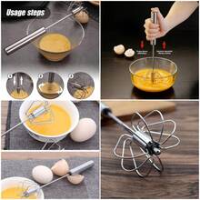 Egg Beater Kitchen Tool Stainless Steel Semi-Automatic Egg Beater Stainless Steel Egg Beater - Handheld, Manual Mixer For Eggs And Cream, Food Safe, Suitable For Indoor/Outdoor Baking - 9.68in - View 1