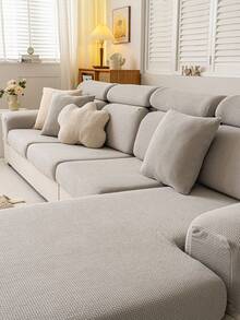 1 件华丽风格合身沙发套 - 摇粒绒松紧带一体式设计 - 可机洗宠物友好型沙发保护套 - 涤纶和氨纶混纺，适用于扶手椅至 4 座组合沙发 - 宠物友好型，无装饰（1 件） - 淺灰 - 查看 6
