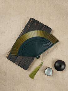 1pc Foldable Fan Hand Held Fan With Tassel For Outdoor Travel Dancing Performance Cheongsam Dressing Accessories Photo-Taking Props