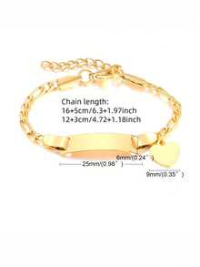 Customized Name Bracelet,Fashionable Heart-Shaped Pendant DIY Birthday Gift, Dear Baby Jewelry, Stainless Steel Non-Allergic Bracelet For Children Back To School Gift Ideas Boy Girl Valentine's Day - Love - View 6