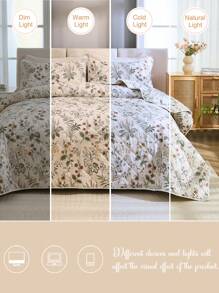 3-delige beddengoedset met bloemenprint (1 bedovertrek + 2 kussenslopen, alleen buitenstof, geen vulling), zachte polyestervezel, geschikt voor woonkamer, slaapkamer, hoofdslaapkamer, logeerkamer, alle seizoenen, geweldig cadeau