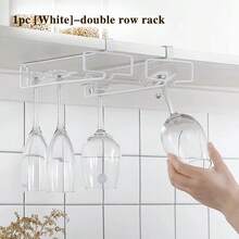 1pc Metal Wine Glass Holder, No-Drill Cabinet Hanging Storage Organizer, Modern Home Bar Suspended Rack - Multicolor - View 15