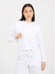 brave soul Zip Through Cropped Hoodie, White - White - View 3
