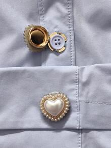 2 件衬衫纽扣套花朵袖扣套花朵袖扣夹纽扣适用于礼服婚礼礼服装饰纽扣服装配饰礼品 - 彩色 - 查看 3