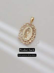 3D Hollow Pendant Virgin Mary Heart Flower Stone Necklace Suitable For Date