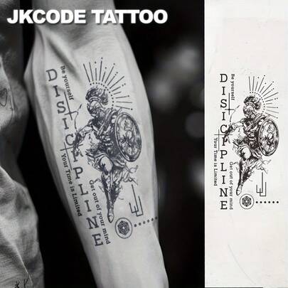 JKCODE TATTOO Waterproof Semi-Permanent Tattoos, Hands, Necks Design, Roman Warrior, Sparta Temporary Tattoos, Waterproof, Realistic Fake Tattoos, Botanical, Wrist Tattoos, Magic Tattoos, Lasts 1-2 Weeks, Tattoos For Man