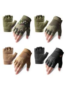 Fingerless Tactical Gloves, Knuckle Protection, Breathable And Lightweight Outdoor Military Gloves, Suitable For Shooting, Hunting, Motorcycle Riding, Mountaineering, Men And Women Sports, Cycling, Fitness, Outdoor Activities, Fishing Half-Finger Gloves, Non-Slip, Wear-Resistant And Comfortable For Multiple Scenes