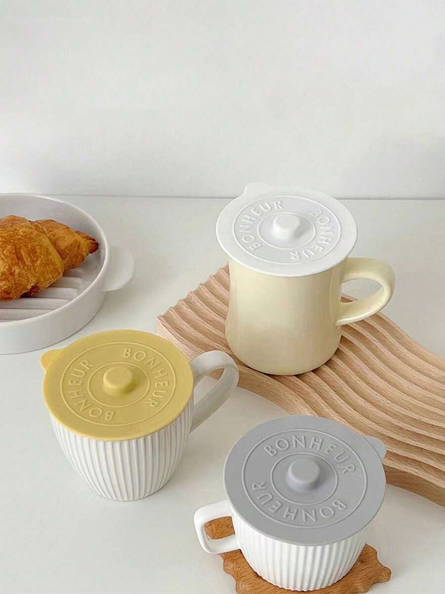 1个夏季硅胶杯套，创意简约杯套，防尘水杯套，茶杯套，马克杯套，陶瓷杯套，茶杯套，水杯套，礼品 - 彩色 - 查看 1