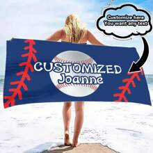 1pc Personalized Baseball Pattern Beach Towel & Blanket - Customized Name, Super Absorbent Quick Dry Microfiber, 240gsm, Suitable For Beach, Pool, Camping, Travel Summer Holiday Bathroom Decor, Multi-Functional, Durable, Ornamental, Reusable, Exquisite, Stylish, High-Quality, Colorful, Modern, Custom, Personalized, Unique, Home, Garden, Office, For Anniversaries, For Valentine's Day, For Mother's Day, For Birthdays, For Father's Day, For Graduation, For Weddings, For Housewarming Beach Essentials