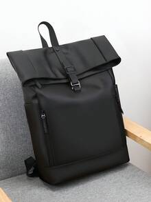 peach tree 1 件时尚纯色可调节肩带拉链背包，休闲简约日常使用，商务旅行，适合 15.6 英寸平板电脑，大容量，轻便，防水，多功能 PU 盖笔记本电脑包，适合男士