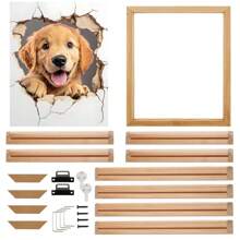 1 Set Wooden Picture Frame DIY Wood Strips Assembly Kit (For Gallery Framing Oil Painting/Installing Stretched Canvas Bars), Size Options 12x16, 16x20, 16x24 Inches, Poster Decoration - Current Fashionable, Cost-Effective