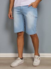 Wholesale Men's Bermuda Jeans Lycra Elastane - Light Wash - View 4