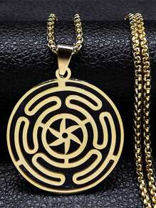 Colar Pingente de Roda de Hécate de Aço Inoxidável, Símbolo Mágico do Strophalos de Hécate, Pingente do Logotipo