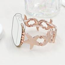 1pc Gold Women's Fashionable&Simple Starfish Zinc Alloy Metal Elastic Bracelet Strap Is Compatible With Apple Watch Band 38/40/41/42/44/45/49mm, Compatible With Apple Watch Ultra2/SE/9/8/7/6/5/4/3/2/1Series, Ocean Style Women Watchbands, Fine Women Fashion Watch Accessories, Smart Watch Strap/Band, Unique Personalized And Style Strap, Valentine's Day Mother's Day Gift