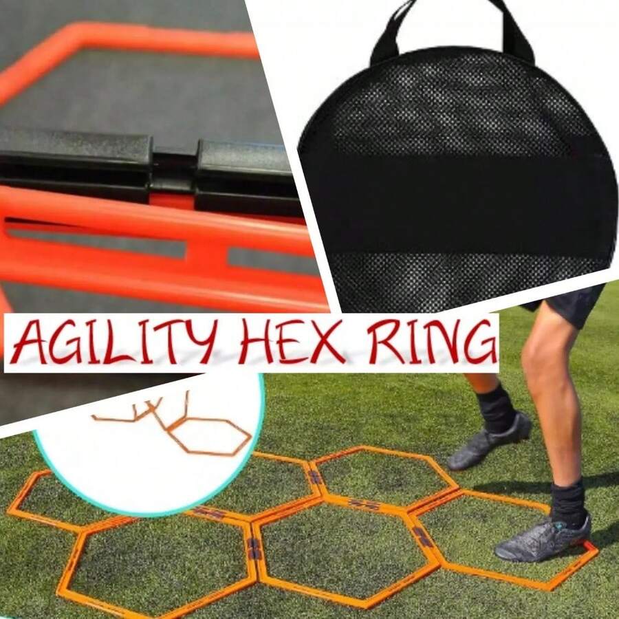 Set de anillos hexagonales de entrenamiento de agilidad para los pies con bolsa de transporte conveniente para un mejor rendimiento y movilidad - Naranja - Ver 1
