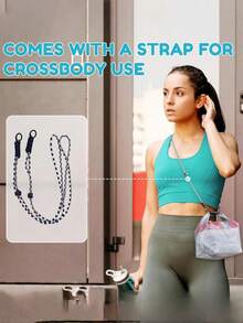 1 套旅行套装：女士网状化妆收纳盒和盥洗包 - 防水 PVC 化妆包，可调节肩带（双尺寸、双色、轻便）