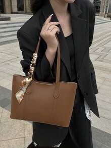 全新奢华图案百搭女士单肩托特包 - 棕色 - 查看 4