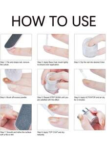 1/3 pièces Ensemble de poudre à tremper de gel 20 ml, comprenant le vernis de base, le vernis de finition, l'activateur, les matériaux essentiels en étapes 1-3, un ensemble de manucure pour ongles à tremper et ongles en cristal
