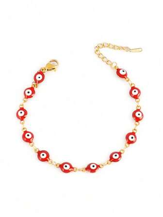 1 件不锈钢珐琅土耳其邪眼手链女士彩色邪眼手链女式珠宝礼物