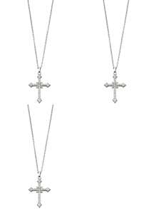 1pc Fashionable Versatile Rhinestone Cross Pendant Necklace, Elegant Gift For Men Or Women, Everyday Wear