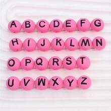 26pcs 15mm Silicone English Letter Beads Creative Alphabet Round Beads For Jewelry Making, Also Suitable For Keychain And Phone Straps DIY - Alphabet Beads - View 12