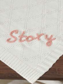 Customized Hand-Embroidered Name Casual Simple Kids Knitted Blanket, Baby Blanket For All Seasons,Multi-Functional,Ornamental,Letter,Stylish,Modern,Colorful,Cute,Adorable,Casual,Custom,Personalised,Unique,Customized,Ideal Gifts For Him,Ideal Gifts For Her