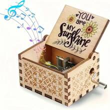 Vintage Retro Hand-Cranked Wooden Music Box Gift - Mini Portable Cute Musical Jewelry Box, Romantic Home Desk Decor For Birthday Christmas Valentine's Day (Women/Girls/Girlfriend)