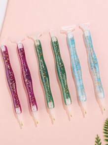 6Pcs New 5D Diamond Drawing Art Pen DIY Handmade Resin Diamond Painting Pen Tools Efficient Diamond Art Pens Tools For DIY Diamond Rhinestone Painting Crafts Making Tool Supplies Comes With 6 Replacement