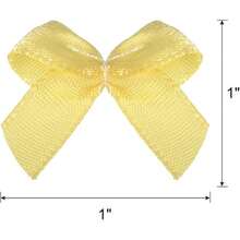 50PCs Mini Ribbon Bow 1 "Mini Fabric Satin Ribbon Flower Bows For Craft DIY Sewing Wedding Birthday Party Red - 黃色 - 查看 2