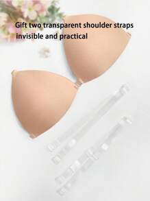 Women's Black, Apricot Triangle Cup Invisible Adhesive Bra With Detachable Shoulder Straps
