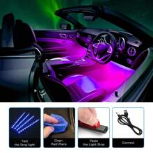 1set/4pcs Car Interior Atmosphere LED Lights With Sound Control And Remote Control, Multicolor, Music Rhythm Decoration Light For Car Footwell Customization