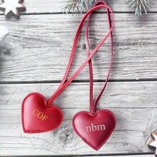 1pc Customized Letter Design PU Leather Heart-Shaped Thick Women's Handbag Charm, Personalized Heart-Shaped Bag Pendant, Suitable As Birthday, Christmas, Valentine's Day Gift, Personalized PU Leather Girl Heart-Shaped Keychain, Heart-Shaped Women's Bag Charm, DIY Keychain Accessories - Multicolor - View 6