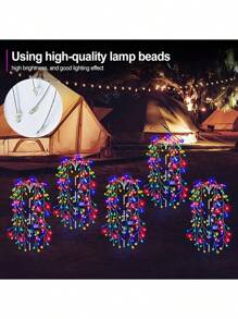 2/4/6/8pcs Solar Multi-Color Firecracker Lights, 200 LED Firework Fairy Lights, 8 Strong Light Modes, Powered By Solar Energy,IPX4 Waterproof, Very Suitable For Courtyard, Garden, Path, Party Decoration, Christmas, Halloween Decoration