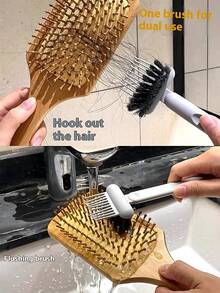 2件装发梳清洁刷，二合一梳子清洁工具，发梳清洁器，迷你发梳清洁耙梳，高效发梳清洁器，小巧便携，适合旅行，男女通用，居家旅行沙龙均可使用，有效去除毛发和灰尘，美发造型工具，美发配件 - 彩色 - 查看 6