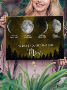 Personalized Family Moon Phase Canvas Print, Custom Names And Birth Dates, Unique Family Gift, Nursery Wall Art, Home Decor