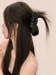 1 Peça Clipe de Cabelo Garra de Esqueleto Assustador de Halloween, Presilha de Metal Gótico Escuro, Presente Adequado para Crianças, Casais, Halloween, Verão Clipes de Cabelo da Páscoa, Clipe de Mandíbula de Cabelo, Grampos de Cabelo, Pinça de Cabelo