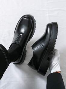 Casual Men's Versatile Business Formal Party Dressy Elastic Slip-On Loafers With Thick Sole