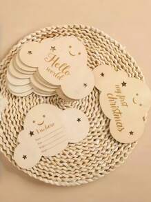 1 set Marcador de hitos de madera en forma de nube para bebés de 1 a 12 meses, accesorio para registro del crecimiento del bebé para fotografía, de doble cara con colgador, decoración y regalos para baby shower y Pascua, para niñas/niños