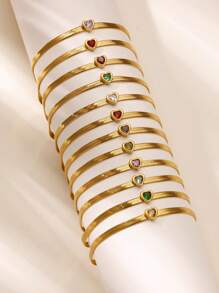 1 Peça Elegante Pulseira de Corrente de Cobra com Coração de Zircônia para Mulheres, Pulseira de Aço Inoxidável À Prova d'Água, Joias, Presentes de Aniversário e Casamento