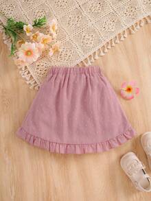 Girls 3D Bow & Ruffle Decor Skort, Pink, Summer - Dusty Pink - View 5