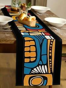 1pc African Printed Table Runner, Colorful Abstract Geometric Printed Table Runner, Kitchen Dining Room Decor, Holiday Decoration, Home Party, Wedding, Outdoor Dining Table, Coffee Table Decor