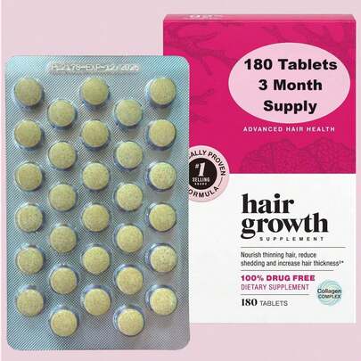 [Thicker Hair Growth] 180 Tablets Hair Growth Supplements For Women - 3 Month Supply, With Proprietary Collagen Complex For Thicker, Fuller Hair
