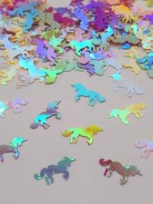 300pcs-1200pcs Laser Unicorn Sequins, Highly Attractive, Dreamy Eye-Catching, Running Unicorn Shape, Versatile For Multiple Occasions, Compact And Portable, Can Decorate Dining Table, Fill Balloons, Gift Boxes, Handmade DIY, Birthday Party Confetti - Multicolor - View 2