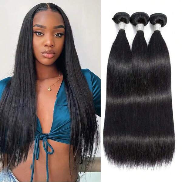 Straight Bundles Human Hair 22 22 22 Inch Brazilian Straight Hair Bundles Virgin Hair Weave Bundles Human Hair Extensions For Women Hair Bundles Natural Color