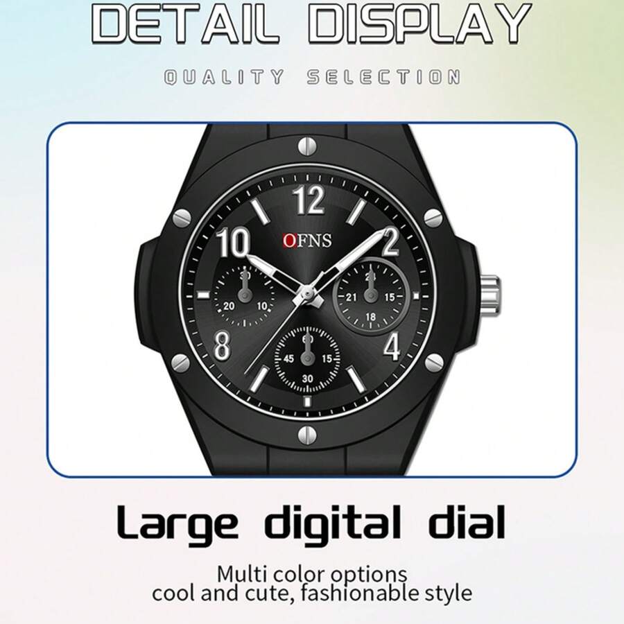 Student Watches Luminous Waterproof Quartz Watch Personalized Simple Slim Wristwatch Cubic Scale Study Holiday Gift - White - View 1