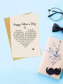1pc Romantic Poem Father's Day Card For Husband, Sweet Husband Fathers Day Card From Wife, Happy Father's Day To My Dear Hubby - Multicolor - View 5