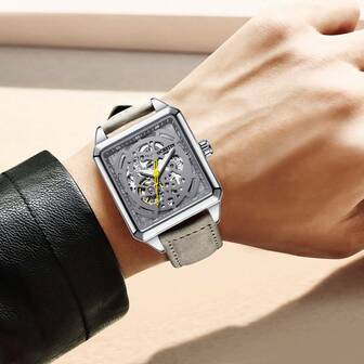 Relojes de cuarzo OCHSTIN para hombres con esfera esqueleto, deportivos, impermeables, cuadrados, reloj mecánico de moda para hombres